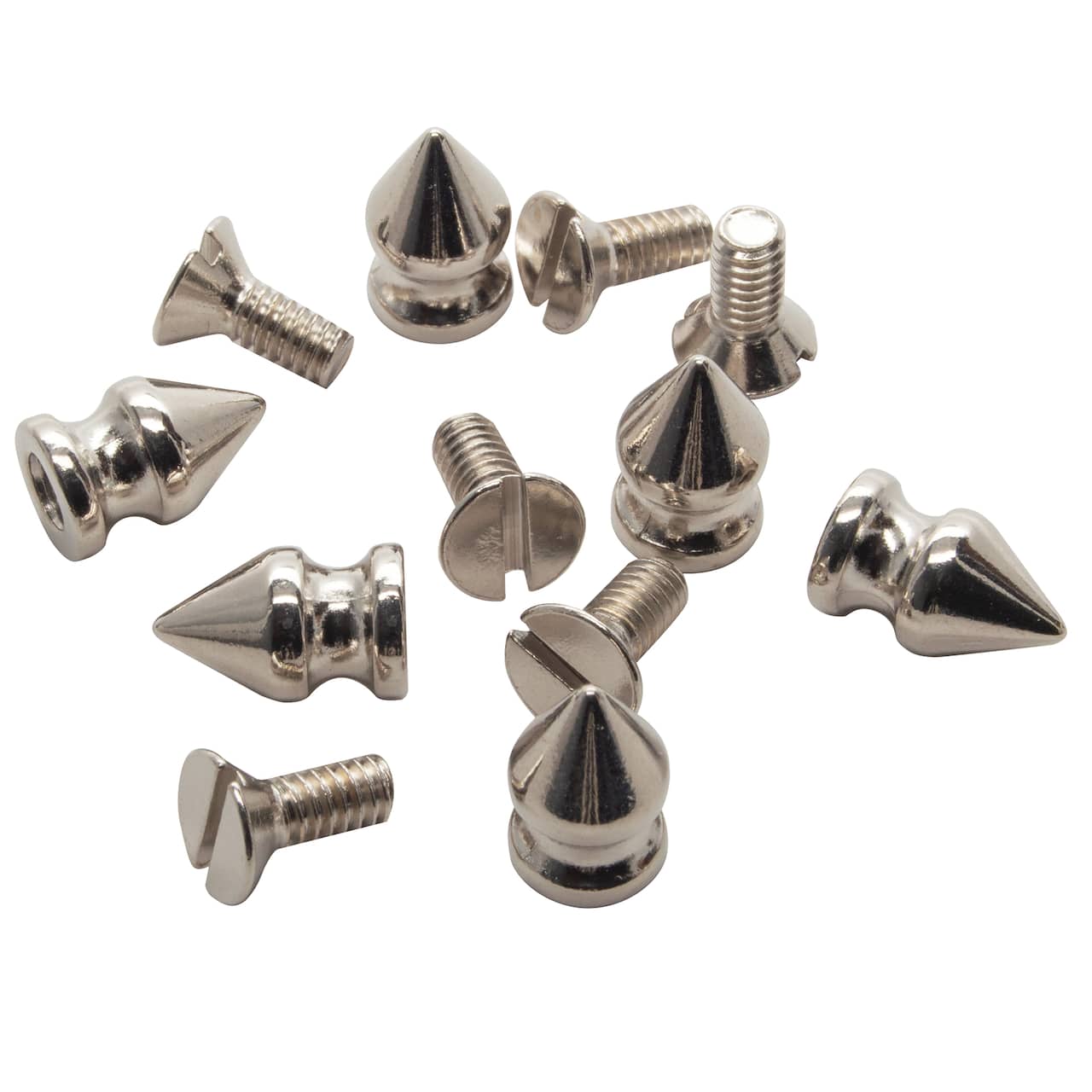 12 Packs: 6 ct. (72 total) Nickel Finish Spikes & Screws for Leather by ArtMinds™